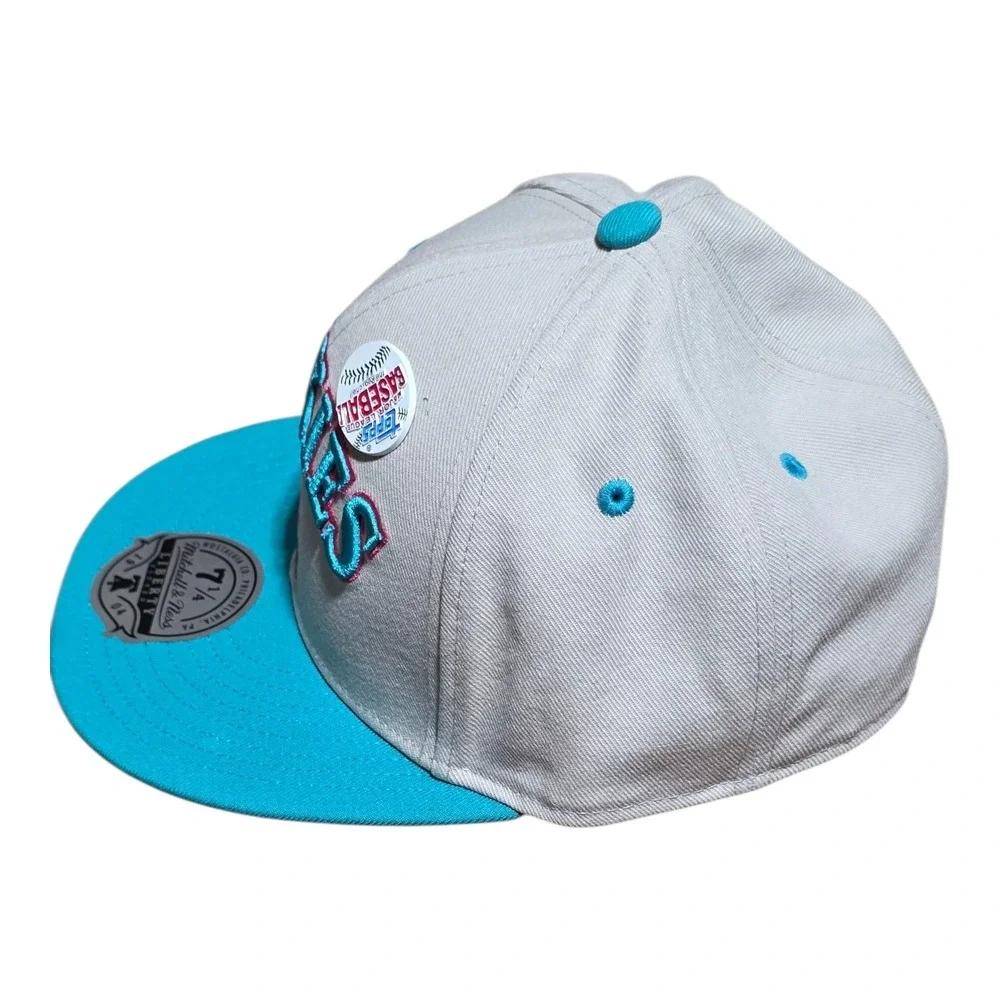 Mitchell & Ness Colorado Rockies Liberty Fitted Hat 7 1/4 Grey Teal Topps Patch